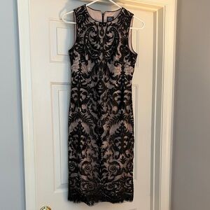 Vince Camuto Black and Cream Lace Midi Dress
